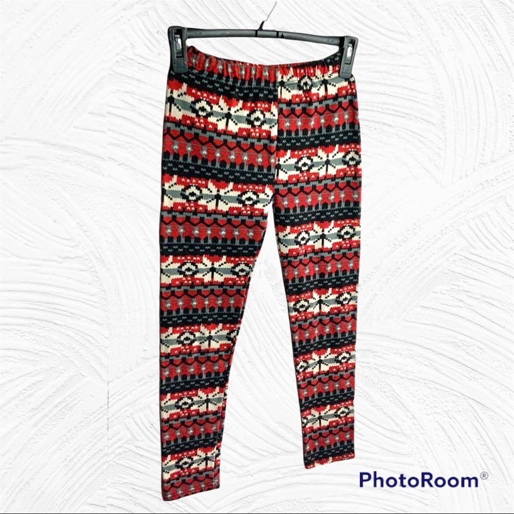 Icon Apparel Red Gray Black White Figured Leggings Wm S/M